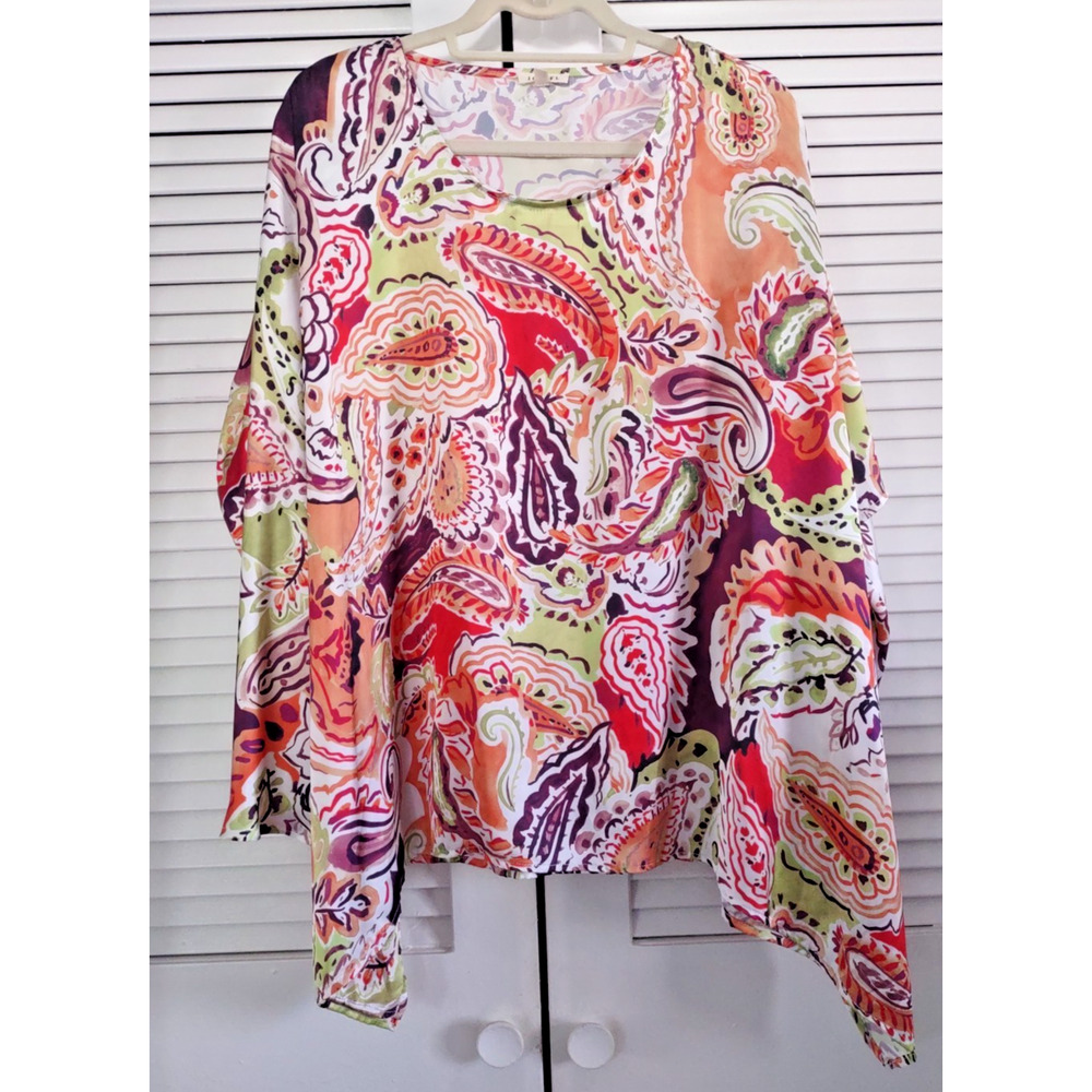Jodifl Womens Oversized Blouse Top Boho Bright Colorful Art Teacher Size Small
